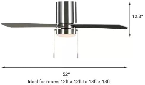 HB Scenic 52 in. Integrated LED Indoor Brushed Nickel Hugger Ceiling Fan with Reversible Motor & Reversible Blades Included