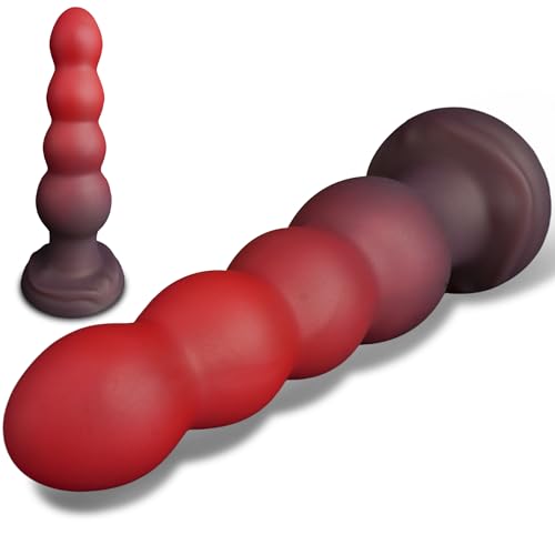 Knot Dildo Anal Dildo mit 4 zunehmenden Analkugeln 18.5cm Beaded Monster Fantasy Dildo mit starkem Saugnapf Dog Analplug Analdildos Weicher Silikon Sex Spielzeug für die Männer Frauen und Paare