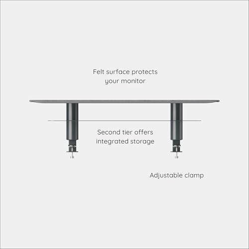 Image of Branch Monitor Stand | Elegant, Durable Powder-Coated Steel Stand with Soft Felt Liner, Small Monitor Riser Second Tier Storage, Charcoal
