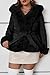 Geschallino Women's Plus Size Faux Suede Leather Coat Fall Clothes Winter Trendy Hood Jacket with Fur Collar 216 Black 2X