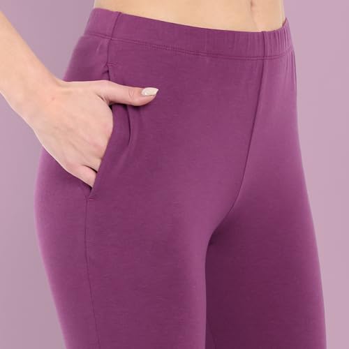 Image of ONE SKY Women Full Length Leggings | Cotton Modal Spandex Blend | High Waist Stretchable & Bio-Washed Fabric | Colour-Lock Technology | Comfortable Leggings for Women