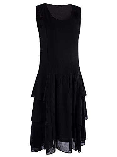 Vijiv Womens 1920s Inspired Flapper Dress High Tea Great Gatsby Maroon with Tiered Skirt 20s Dress2