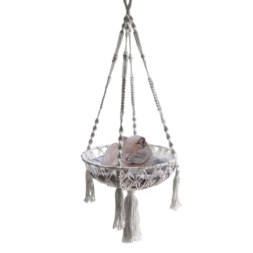 Generisch Katzen Hängematte - Makramee Gewebtes Katzenbett Aus Baumwolle | Aus Baumwollgarn Gewobener Netz Korb Für Kletternde Kitten Und Welpen Als...