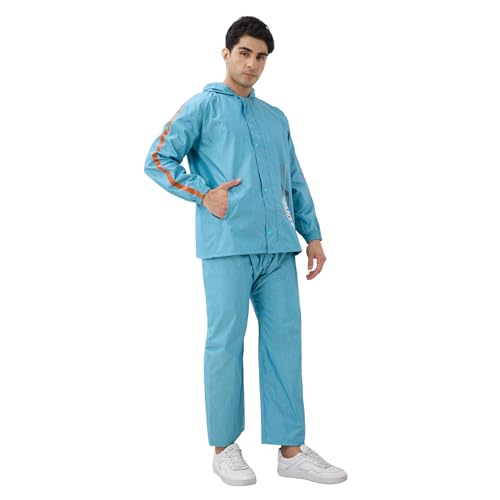 Image of Citizen Designer Rain Suit for Men, Special Slub Rubberized Fabric, Heavy PVC Coating, Heavy Duty Zipper, Reflective Back Print, Inbuilt Cap, Elastic Cuff, Designer Tapping Series