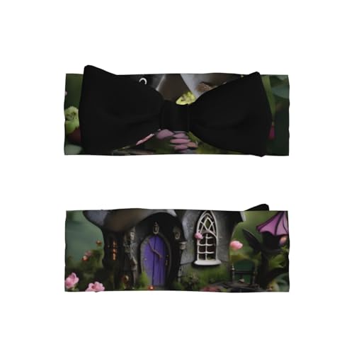 Baby Bow Headband Gothic Fairy Garden Printing Soft, Skin-Friendly For Newborns 0-6 Months, For Baby Girls2