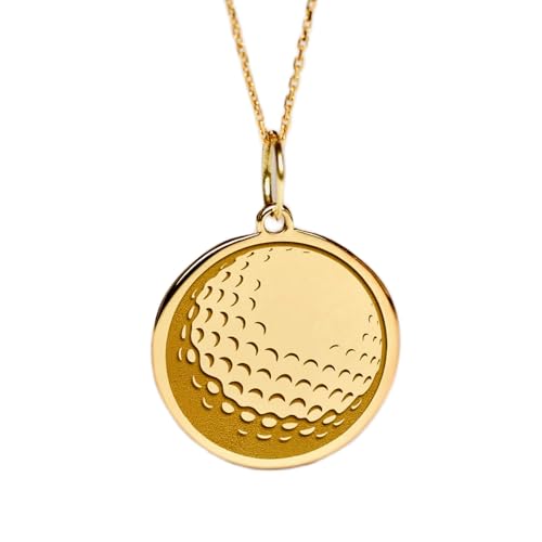 Pendentif pièce gravée balle de golf 24mm argent sterling plaqué or avec chaîne câble de 45.7cm