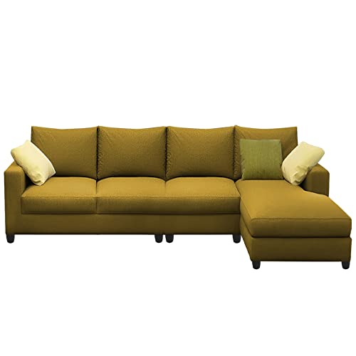 Image of Jian RHS 6 Seater L Shape Sofa Set Living Room (Yellow Fabric)