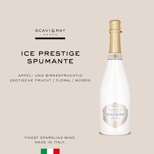 SCAVI & RAY Geschenkset Ice Prestige Spumante mit Salzmühle, halbtrocken, fruchtig frischer Schaumwein aus Italien, 10,5% Vol. Alkohol – Genussmoment in stilvoller Geschenkbox