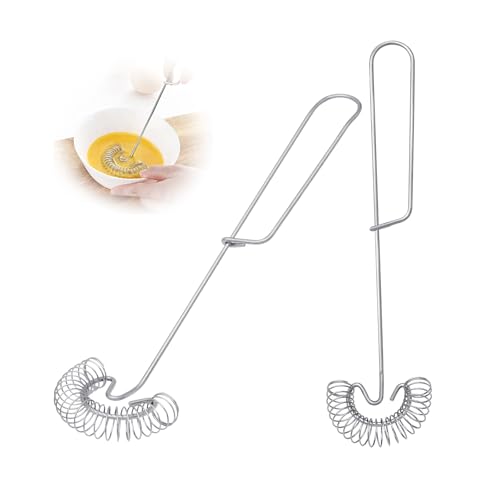 TMZELOA Batidor Espiral 2 Piezas Acero Inoxidable – Mini Batidor de Mano Plano para Huevos, Leche y Nata – Apto para Lavavajillas, Ideal para Cocina y Repostería