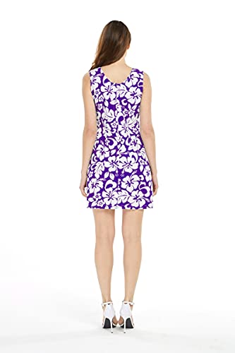 Image of Matchable Couple Hawaiian Luau Men Shirt or Women Tank Dress in Classic Vintage Hibiscus