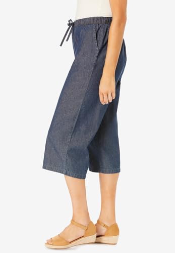 Woman Within Plus Size Drawstring Denim Capri3