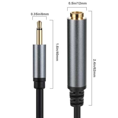 Cable adaptador Jack 3.5mm a 6.35mm 2 piezas miniatura 2