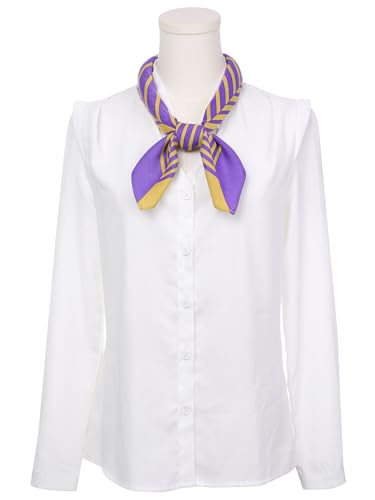 Women Contrast Color Symmetrical Striped Printed Scarf, 27.6x27.6 Square Herringbone Neck Scarves Neckerchief2