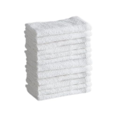 QUBA LINEN 100% Cotton Washcloth Set (White (12x12), 12x12 (Pack of 12))