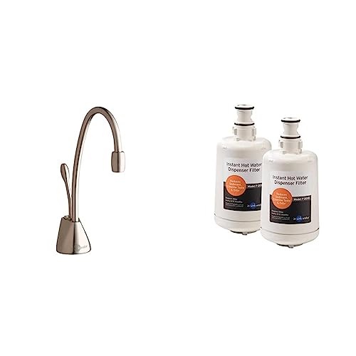 Image of InSinkErator F-GN1100SN Contemporary Instant Hot Water Dispenser Faucet, Satin Nickel & F-201R Replacment Water Filter Cartridges, 2 Count (Pack of 1), White, 2 Pack