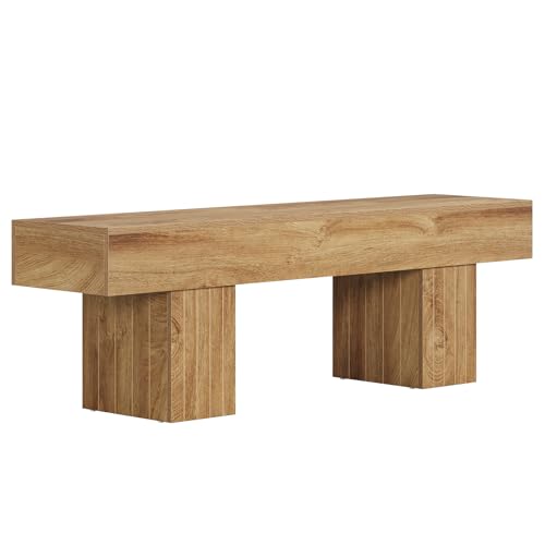 Tribesigns Banco de Madera para Comedor 140 cm, Estilo Rústico para Cocina, Salón, Entrada y Dormitorio, Color Marrón