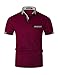 GHYUGR Herren Poloshirt Baumwolle Kurzarm Shirt klassisch Plaid T-Shirt,Rot 01,L