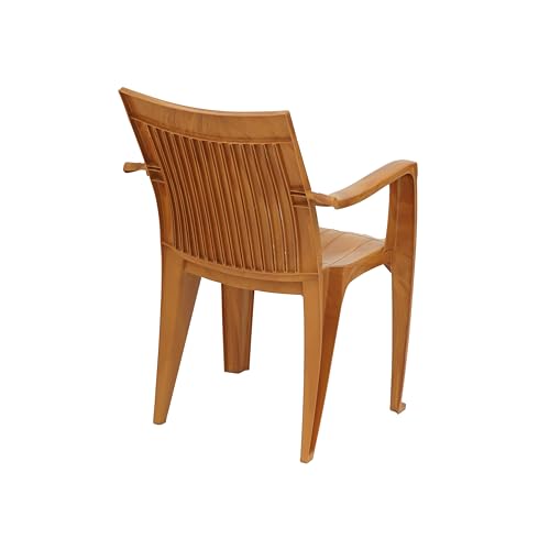 Image of Nilkamal CHR2209 Plastic Mid Back Chair |Set of 2|Stackable Chair|for Home, Dining Room, Bedroom, Kitchen, Living Room, Office, Outdoor, Garden |Pear Wood