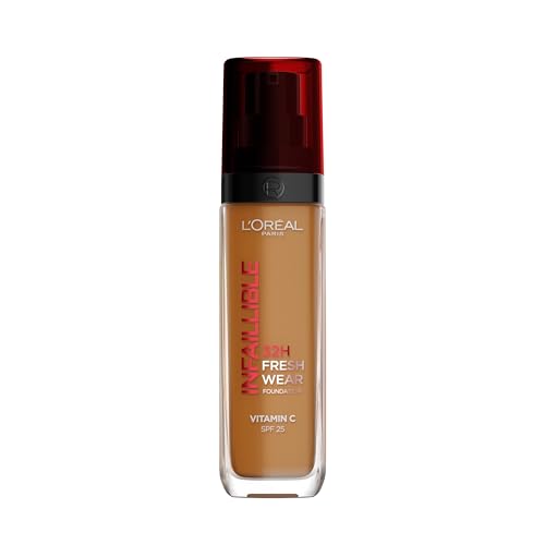 L'Oréal Paris Liquid Foundation, Full Coverage, Lasting Wear, With Vitamin C and SPF 25, Infallible 32H Fresh Wear, 375