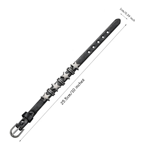 Pulsera de cuero punk con hebilla de estrella para hombre y mujer miniatura 3