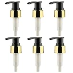 6Pcs 24/410 Soap Dispenser Pump Replacement – Black & Gold Plastic Lotion Pump Head for Standard 24mm Neck Bottles
