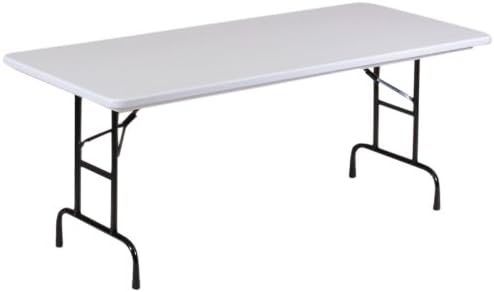 Correll RA3072-23 R Series, Adjustable Height Blow Molded Plastic Commercial Duty Folding Table, Rectangular, 30" x 72", Gray Granite