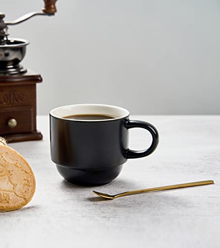 Set de 4 tazas de café de porcelana apilables con soporte miniatura 6