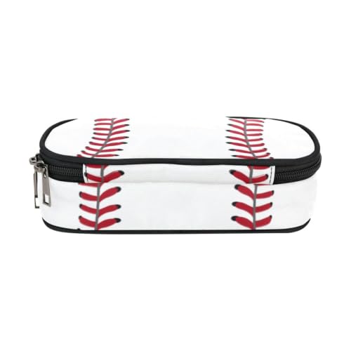 Image of ANANGTEE Cute Baseball Pencil Case for Kids Boys Teen Girls Large Capacity | Small Makeup Bag for Women, Canvas School Supplies Zipper Pouch, Office Desk Soft Organizer Travel Pen Box