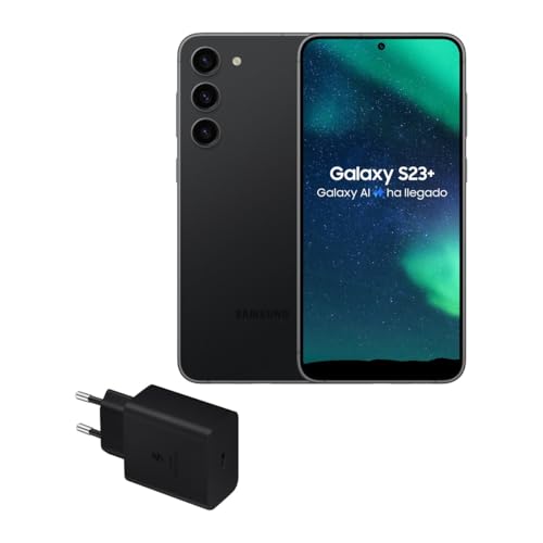 Samsung Galaxy S23+, 512GB + Cargador de 45W   Smartphone Android con IA, Teléfono Móvil Desbloqueado, Color Negro (Versión Española)