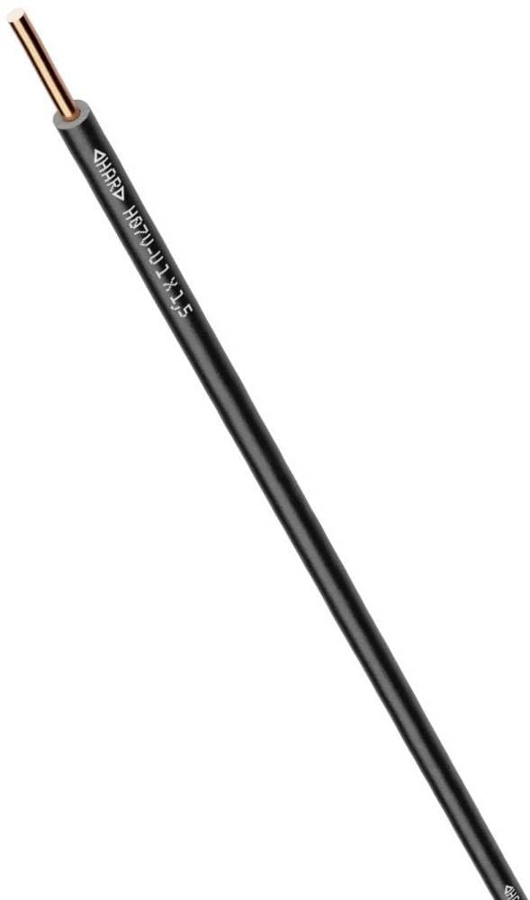 Lapp 4527011X Cable H07V-U de 1,5 mm2-350 m PVC Negro, Hilo Macizo | Cableado de armarios y maquinaria, ignífugo 450/750 V, conductor de cobre brillante, certificación VDE HAR internacional