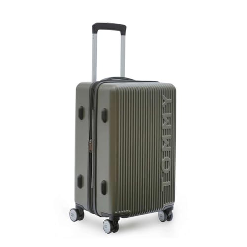 Image of Tommy Hilfiger Cabin Hard Luggage Empire X - Olive | Carry-On Trolley Bag with TSA Lock | 360 Spinner Double Wheels | Telescopic Handle | Polycarbonate Shell Suitcase | 57cm | 35L Capacity