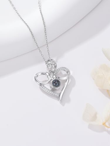 Dorunmo Personalized Photo Projection Necklace 925 Sterling Silver Heart/Celtic Knot/Infinity/Cross Pendant Necklace Jewelry Romantic Gifts for Women3