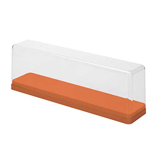 Acrylic Display Case for Mini Doll Figures, Dust Proof Figure Collection Box with Transparent Cover Storage Box Cabinet Organizer Showcase for Mini Toys, Collections or Stone(Orange)