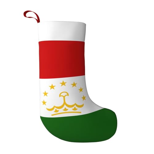 TTIGLHOH Chaussettes de Noël super douces, motif drapeau du Tadjikistan, chaussettes de Noël imprimées double face pour décoration de famille