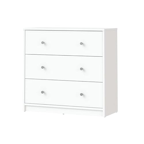 Pemberly Row Contemporary 3 Drawer Chest Dresser In White #TOP2