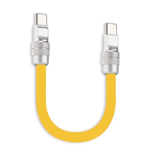 chubbycable Short USB C to C Cable 240W Charging Cable, Yellow, 10 inch