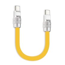 chubbycable Cute Chubby 240W Short USB-C Cable Power Bank Fast Charging Cable Silicone Charger Cord Compatible with iPhone 17-15 Series iPad, Yellow, Type-C to Type-C, 20 inch