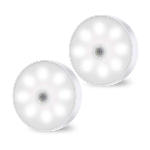 Opulite Veilleuse LED Applique Murale/Lampe d'armoire/Lampe de Placard/Chargement USB Veilleuse Sans Fil Lumière Enfant Lumière Blanc Naturel 6000 K Lumière Blanche x2 Cover