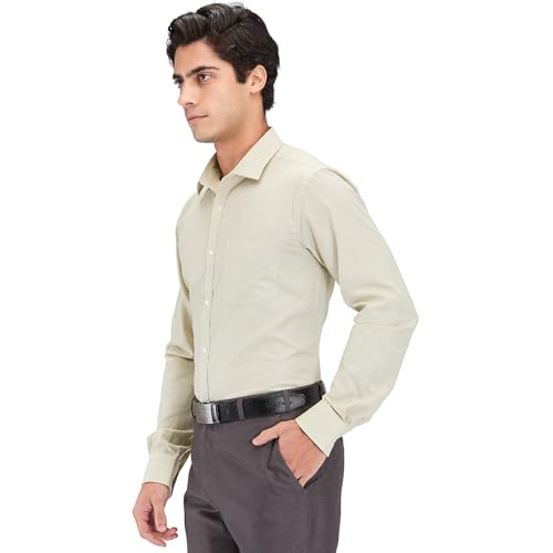 Image of Park Avenue Men's Slim Fit Structure Pattern Cotton Polyester Blend Semi Cutaway Collar Full Sleeve Formal Shirt
