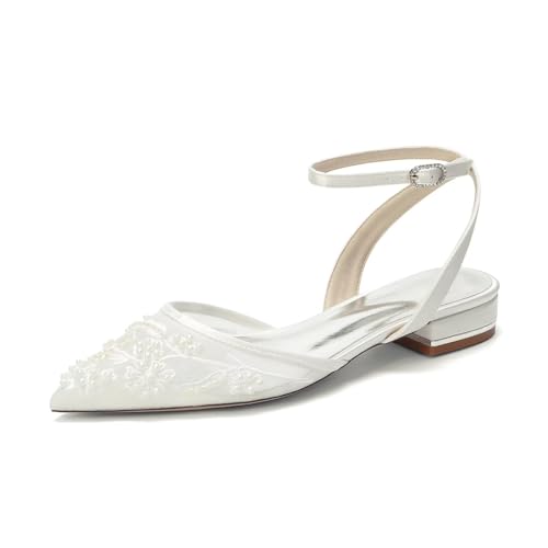 Scarpe da Sposa Comode Tacco Basso Donna Pizzo Scarpe per