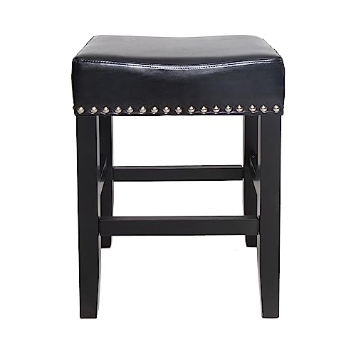Christopher Knight Home Laramie Bonded Leather Backless Counterstools, 2-Pcs Set, Black #TOP3