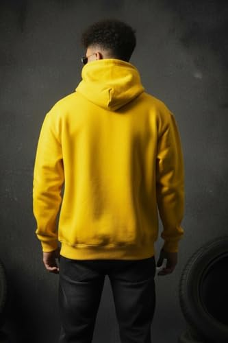 Image of Veirdo Fleece Oversized Baggy Fit Hooded Sweatshirt Drop Shoulder Typographic Logo Printed Full Sleeve Hoodie for Men (Avaiable in Colors: Copper Tan, Rust & Red)