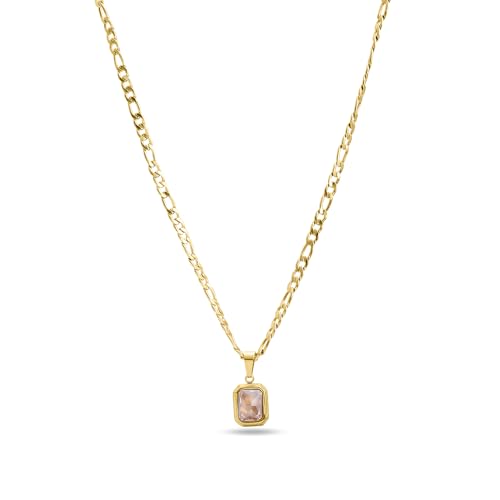 Image of PALMONAS Everyday Exquisite Brown Stone Gold Necklace for Womens - Waterproof & Anti-Tarnish