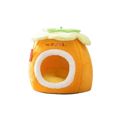 Galatée Letto Per Gatti, Cuccia Per Animali Super Morbida In Peluche Con Fondo Antiscivolo, Cuccia Per Cani Con Simpatici Cartoni Animati, Spazioso Nido Per Cani, Tenda Calda Per Gatti(M, Arancia)