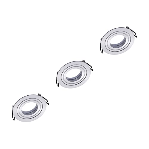 Oktaplex conjunto de 3 focos empotrables Ø 90mm giratorio Lyon aluminio 80mm tamaños empotrados punto plano redondo módulo LED compatible techo spot recinto plata
