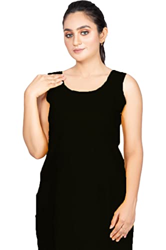 Image of Women's Cotton Long Camisole for Kurti /Suit Slip /Long Inner /Samij for Women Sameej /Knee Length Inner Wear /Sameez /Kurti Slip /Round Neck /Invisible