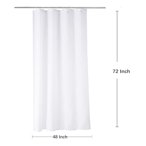 Image of Fabric Stall Shower Curtain Liner 48 x 72 Inch Washable Heavy Duty Bathroom Waterproof White Cloth Shower Liner for Single Spa and Hotel Quality, 48x72 Inch, White