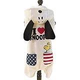 OUHUAN ペット服 犬服 ドッグウェア パーカー Tシャツ 犬の服 四足 フード付き サンゴフリース スヌーピー 犬猫洋服 犬用コスチューム 可愛い ペットウェア 柔らかい 防寒 人気 小中型犬服 猫服 ハロウィン クリスマス (DS，ホワイト)