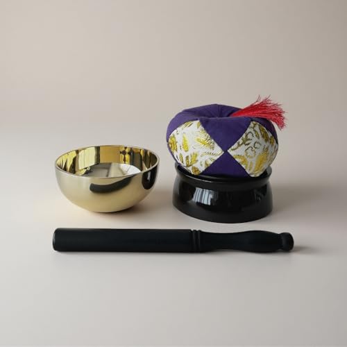 京都香櫞堂|凛 2.5寸 おりんセット 真鍮製 日本製|直径7.5cm 高さ10cm|ミニ仏具・仏壇用 おりん・りん|心癒される音色|現代仏壇・家庭用供養・ペット供養・省スペース向け