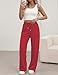 LOMON Womens Wide Leg Sweatpants Baggy Lounge Travel Pants Fall Fashion Outfits 2025 Joggers Clothes with Pockets (Red,L)